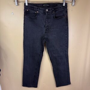 Denim Forum Arlo High Rise Straight Size 30 Button Fly Denim Black Jeans NEW